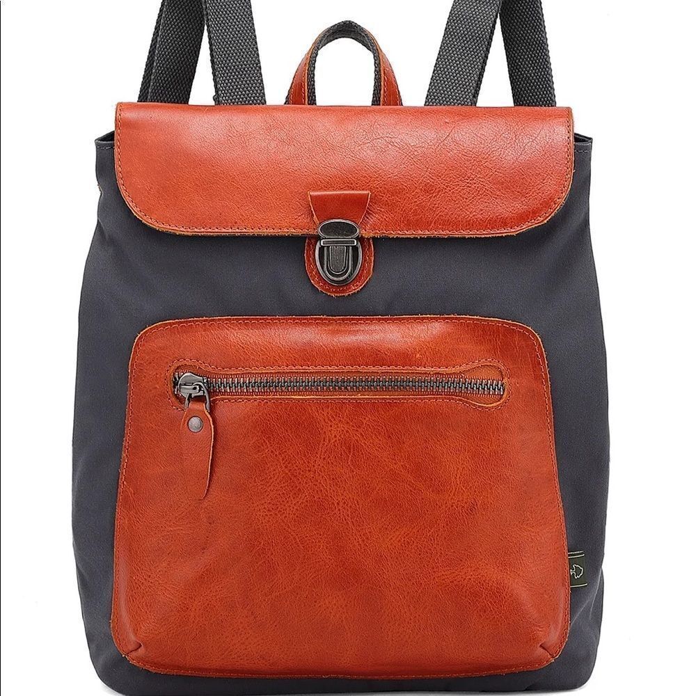 NWT TSD brand Navy blue with Leather detail Backback